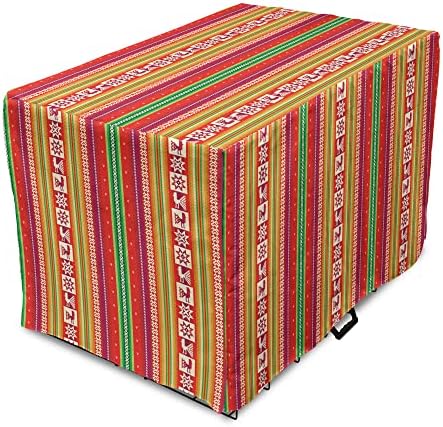 Capa lunarável de caixas de caixa de cães tribais, padrão colorido da América do Sul com pássaros Bolivian Borders Tradicional