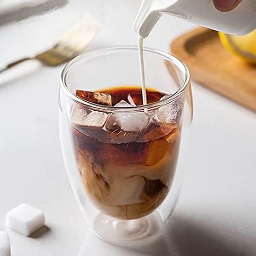 Bnunwish dupla parede de vidro cappuccino copos canecas de café expresso de 4-8 onças, isoladas, claras e sem condensação