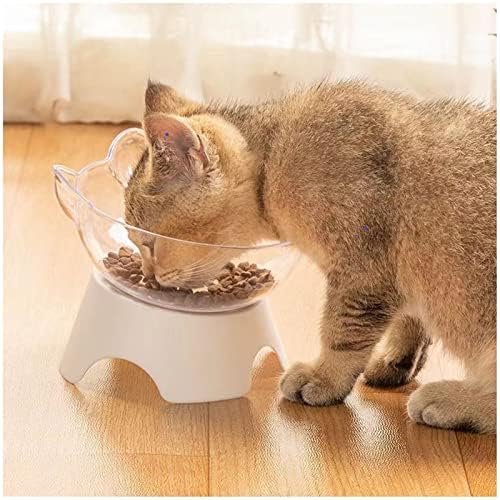 Brewix Dog Food Bowl Tigela de gato de animais de estimação com alimentos para alimentos de água sem deslizamento Transparente Ear formato de orelha de gato redondo acessórios de cachorro