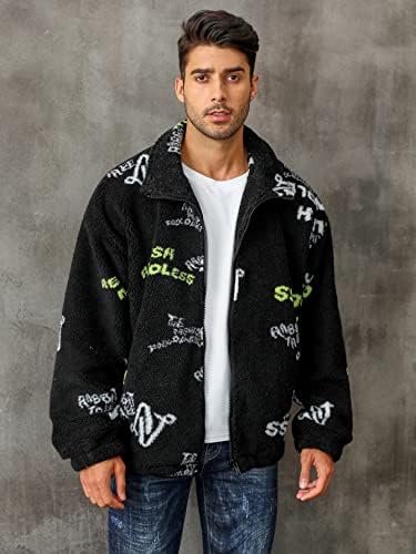 Jackets XinBalove for Men Jackets Men Jackets Men letra Graphic Drop ombro Jaquetas de pelúcia para homens para homens