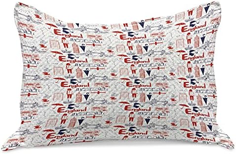 Ambesonne London maconha colcha de travesseira, esboço Art Country Composição cultural britânica no estilo doodle, capa