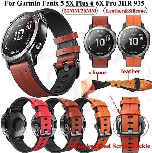 Kappde Sport Leather Silicone Watch Band Strap for Garmin Fenix ​​7x 7 6x 6 Pro 5x 5 mais 3HR FASE FIT RAISTRA PRIMEIRA DE