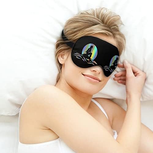 Linda sereia e lua para dormir máscara olho sombra com cinta ajustável para a venda para viagens de avião