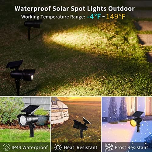 Luzes solares solares de Brightwn Outdoor - Luzes de jardim solares à prova d'água, holofotes de paisagem ajustáveis, luzes