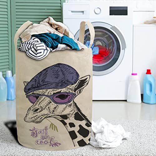 Cesta de cesto de lavanderia colapsível girafa legal cesto roupas sujas de roupas de linho de linho à prova d'água