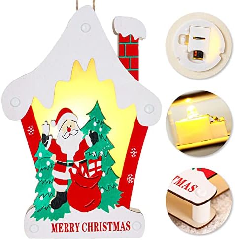 Decorações de Natal Decorações de janelas domésticas de madeira luminosa pingente de veado luminosa adereços de árvore de Natal anéis