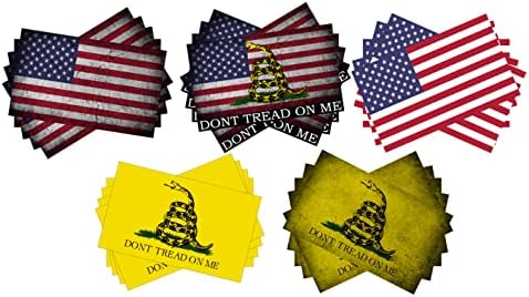 Decal, cara de 50 pacote americano, bandeira não pise em mim gadsden angustiou 5 designs diferentes com 10 de cada design adesivos de