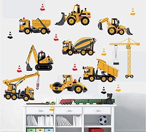 Esquecimentos de parede covpaw® decoração de caminhão escavadeira veículos de construção infantil infantil infantil