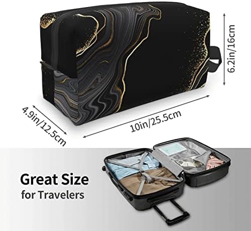 Afilleve Abstract Black Onyx Veias douradas Textura Grande Viagem Bolsa de higiene pessoal pendurada kit de kit de chuveiro DOPP
