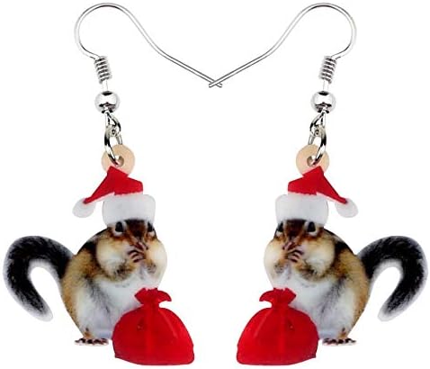 Brincos de esquilo de Natal Jóias de esquilos acrílicos para mulheres charme de meninas