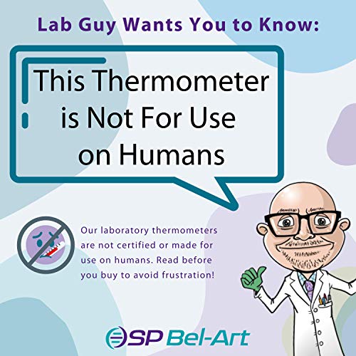 SP BEL-ART, H-B Durac Termômetro de laboratório líquido em vidro; -20 a 150c, imersão total, preenchimento de líquido orgânico