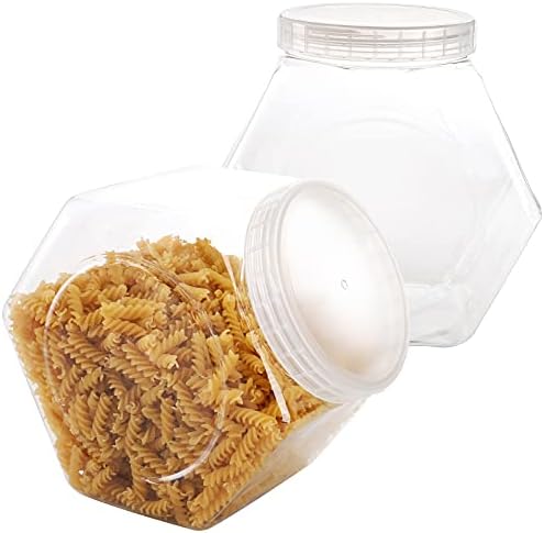 Soujoy 2 embalam jarro de doces de plástico com tampa, recipientes de biscoito de 1 galão para balcão de cozinha, exibição