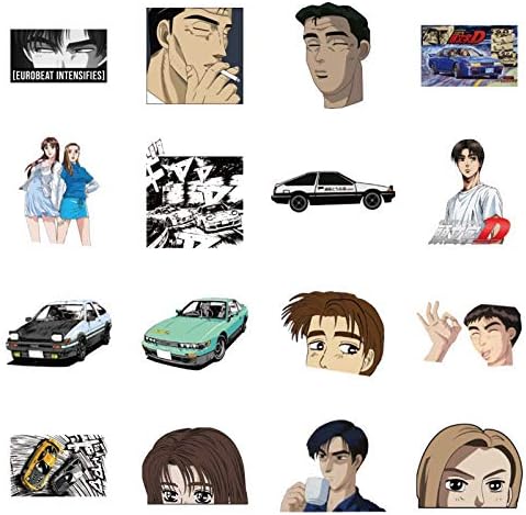 Muyingzhuo Inicial D adesivos 50pcs, pacote de adesivos de anime de desenho animado japonês, decalques de vinil para laptop, garrafa