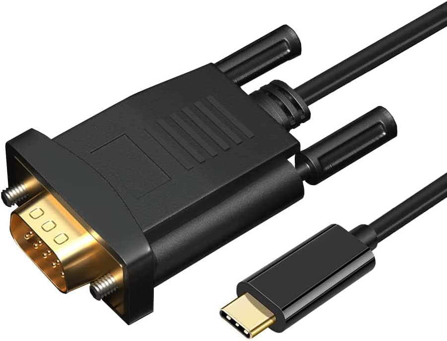 Cabo do adaptador USB C para VGA, cabo conversor 1080p Full HD USB Tipo-C para SVGA, [Thunderbolt 3] para D-Sub compatível para