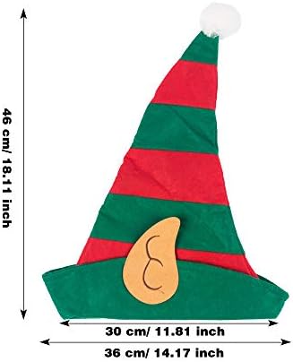 Trounistro 4 pacote chapéus de elfo de Natal vermelho e verde Chapéus de palhaço Santa elfas para decorações de festas de