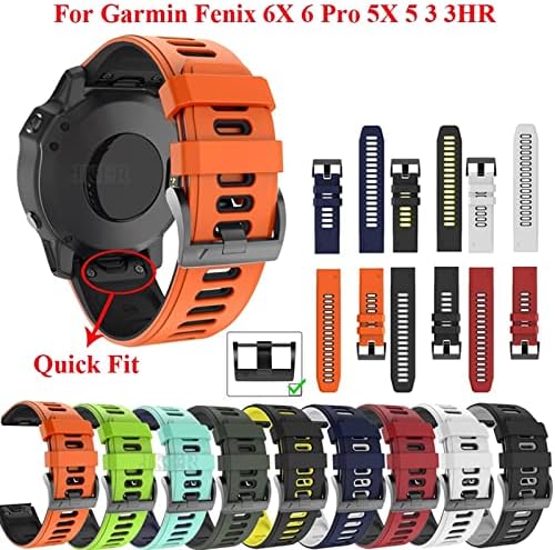 Dfamin 22 26mm de faixa de relógio de ajuste rápido para Garmin Fenix ​​6x Pro Watch Silicone EasyFit Band para Fenix ​​6 Pro