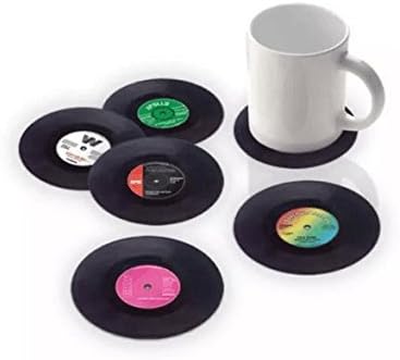 Drhob 6pcs Creative Vinyl Record Cup Drinks Matinger Mat Placemat