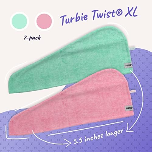 Twist Turbie Twist Extra Longo Microfiber Hair Toalha para mulheres e homens | 2 pacote | Acessórios essenciais do banheiro |