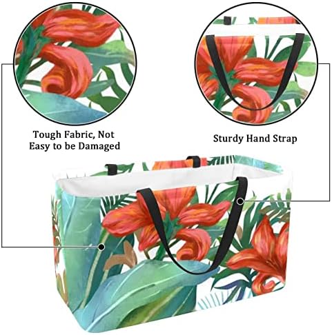 Bolsas de supermercado reutilizáveis ​​de ratgdn cesto de armazenamento, sacolas de utilidade dobráveis ​​de palmeira tropical com
