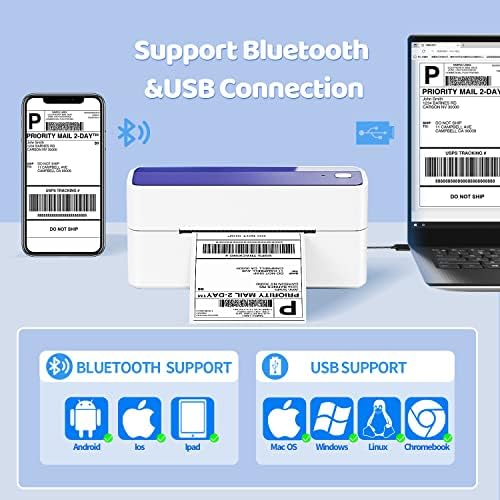 Phomemo Bluetooth Térmica Label Impressora e 2x2 Gold Direct Térmica Rótulos Térmicos