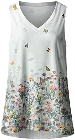 Ladies Blouse sem mangas vneck algodão borboleta floral brunch Cami tank blusa de tsshirt para meninas adolescentes