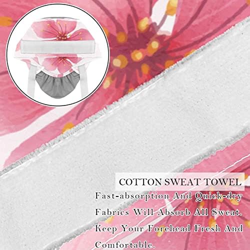 Bapa de trabalho de padrão de flor de cerejeira rosa com banda de suor ajustável na capa da cabeça Bouffant