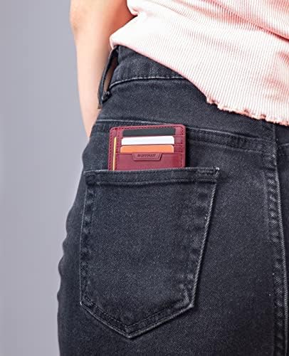 Carteira Buffway Slim para homens ou mulheres minimalistas pequenas carteiras de bolso dianteiro com bloqueio e presente