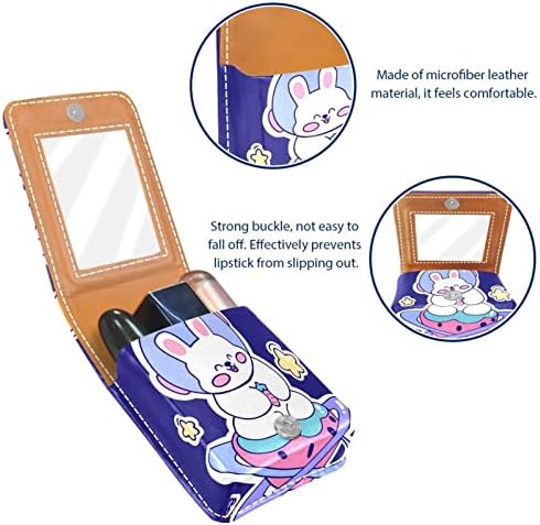 Caixa de batom de Oryuekan com espelho bolsa de maquiagem portátil fofa, bolsa cosmética, desenho animado universo espacial