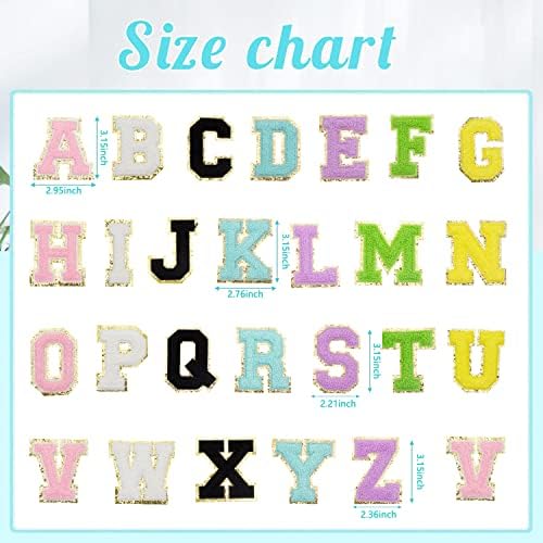 26 peças chenille letra remendo ferro em a-z glitter bordado patch retancos de alfabeto diy remendos de carta de reparo para camisas