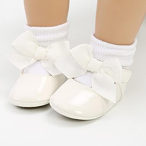 Aellons Infant Baby Girls Cute Mary Jane Flats Princesa Bowknot Sapatos de noiva Pré-balançando