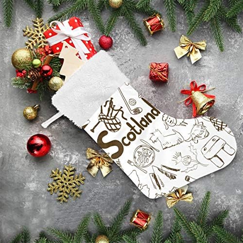 Pimilagu Sketch Graphic Scotland Christmas meias 1 pacote 17,7 , meias penduradas para decoração de Natal