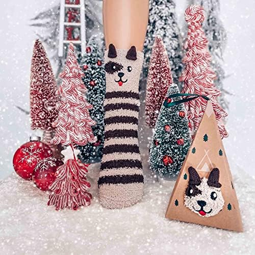 Animal 3D fofo com caixa de presente coral lã de inverno de inverno espessado bordado piso de natal de Natal de abóboras decorativas