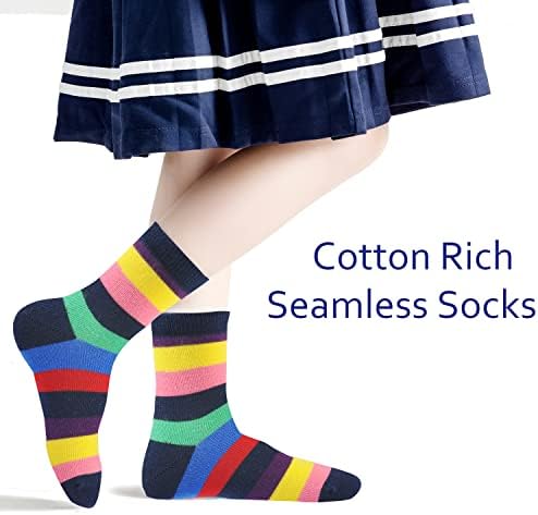 Epeius Kids 'Girls' 5 Packless Rainbow Stripes Crew Socks