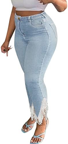 Calça miashui tamanho 12 jeans calças de lápis de calça de lápis casuais calças calças de bota de calça de bota para mulheres