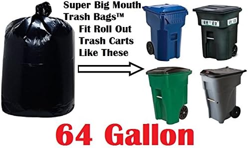 Sacos de lixo de boca super grande 64 galões de 10 pacote mais 2 banda de amarração de borracha grátis