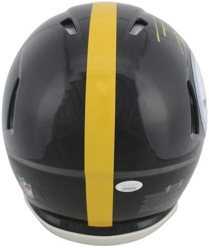 Steelers T.J. Watt Mega Watt assinou o capacete de velocidade em tamanho real da Proline Testemunha JSA - Capacetes