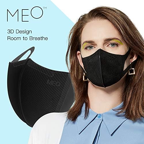 MEO X Adultos - Máscara facial descartável e ajustável | 30 PCs, médio, preto | Seguro, respirável, confortável, elegante | Óleo