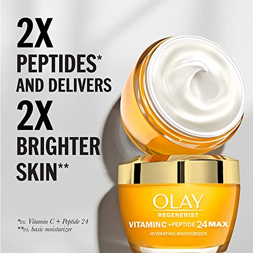 OLAY Regenerist Vitamina C max + peptídeo 24 Hidratante do face Brilhante Para obter uma pele mais brilhante, creme leve anti -envelhecimento