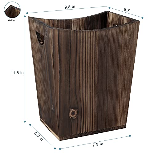 Eteli Wood Hedge Basket Casket Small lata de lata de lixo retangular de escritório decorativo com 2 alças para o banheiro quarto