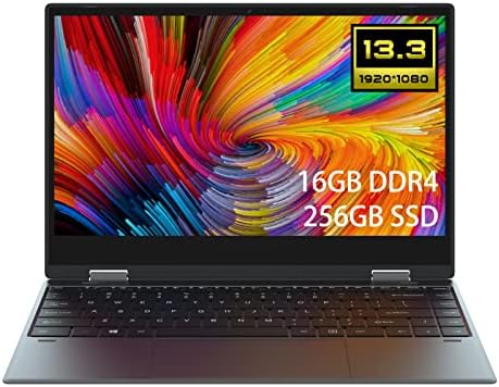 Laptop de tela sensível ao toque, 2 em 1 Windows 11 laptop de ioga de ioga 16 GB 256g SSD, laptop conversível de 13,3 polegadas,