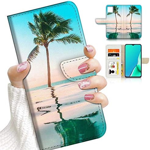 Para iPhone 13 Mini, capa de capa de carteira de flip de flip, A23164 Palmeira do mar de praia 23164