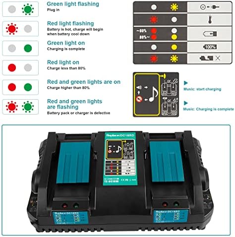 ARYEE 18V DC18RD Portas duplas carregador de bateria rápido para Makita 14.4V-18V LXT BL1415 BL1430 BL1830 BL1840