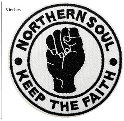 Cute-Patch Northern Soul Mantenha o ferro bordado de fé em patches Appliques Vinyl