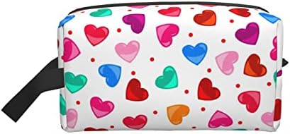 Ndzhzeo Grandes sacos de maquiagem para bolsa de bolsa de cosméticos de bolsa Presente da bolsa para mulheres meninas corações coloridos