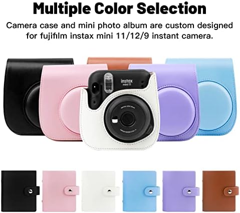 Caso de proteção para Fujifilm Instax Mini 11 12 9 Câmera instantânea, capa premium de bolsa de couro PU com cinta removível, capa