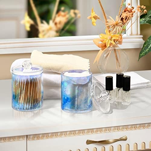 Mnsruu 2 Pacote Pacote QTIP Dispensador Organizador Blue Pintura Tay estilo Banheiro Ladrilheiro de algodão Recipientes de banheiro