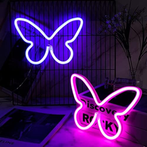 Duotts ​​Butterfly Neon Light, LED Light Desktop Decoration, Girls Bedroom Wall Decoration, Presente de aniversário para crianças,