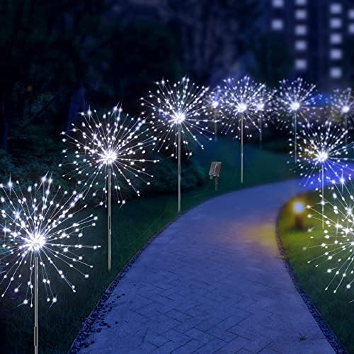 Zrjnled 6 Pack Firework Lights Outdoor à prova d'água, 120 LED LUZES DE CHARGA USB C LUZES DE GARDENS 8 MODOS DE ILUSTIMENTO