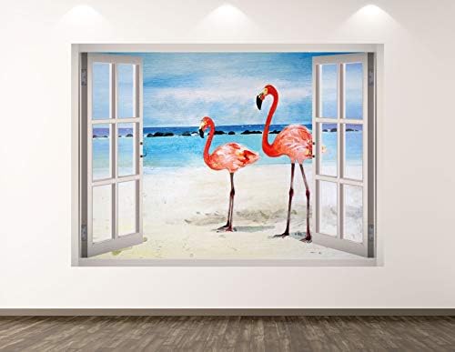 West Mountain Flamingo Pintura Decalque da parede Decoração de arte 3d Janela de animais adesivo mural quarto quarto personalizado