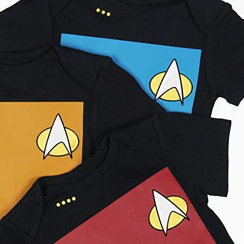 Star Trek: A Next Generation Infant Boys 'Primary Colors Crew Uniform Red Gold Gold Blue Sleeper 3 pacote PAJAMA DO SLEEP